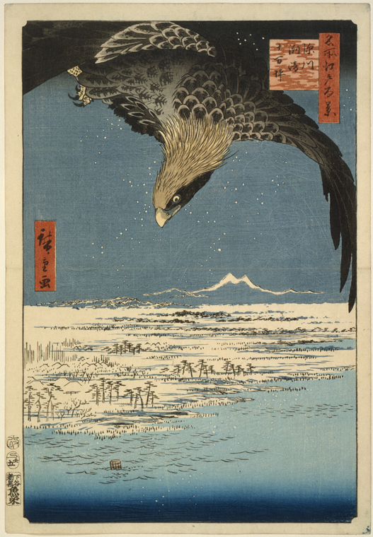 Fukugawa Susaki and Jûmantsubo (Eagle Over Susaki, Fukagawa), by Hiroshige